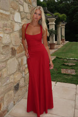 Alara Lace-Up Back Maxi Dress - Burgundy