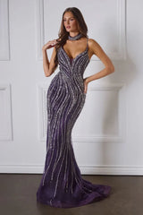 Chrishell Gown - Crystal Embellished Dress With Choker