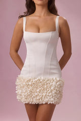 Satin Mini Dress in Pearl