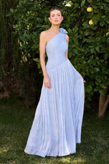 Minna Gown - One Shoulder A-Line Shimmer Chiffon Dress