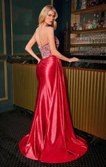 Chandra Gown - Crystal Beaded Strapless Satin Dress