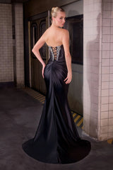 Elizaveta Gown - Satin Dress With Ornate Beading