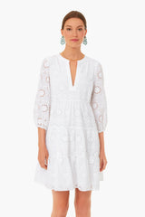 White Eyelet Long Sleeve Tunic Dress