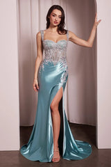 Melrose Gown - Fitted Satin & Lace Gown