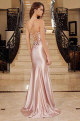 Inessa Gown - Fitted Crystal & Satin Dress