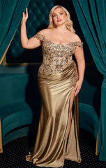 Philippa Gown - Off The Shoulder Lace & Satin Dress