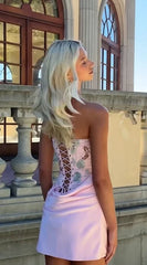 Heavy Embroidery Sequin Strapless Mini Dress